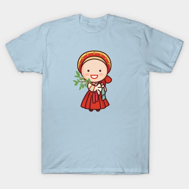 Cute Russian Village Girl in Traditional Clothing Cartoon T-Shirt by SLAG_Creative